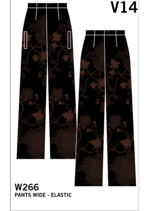 WIDE AIRY SUMMER PANTS - SILKY RAYON printed black/rust - BERENIK