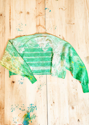 HANDPAINTED / CROPPED - SWEATER OVERSIZED - KNIT PEACOCK beige painted