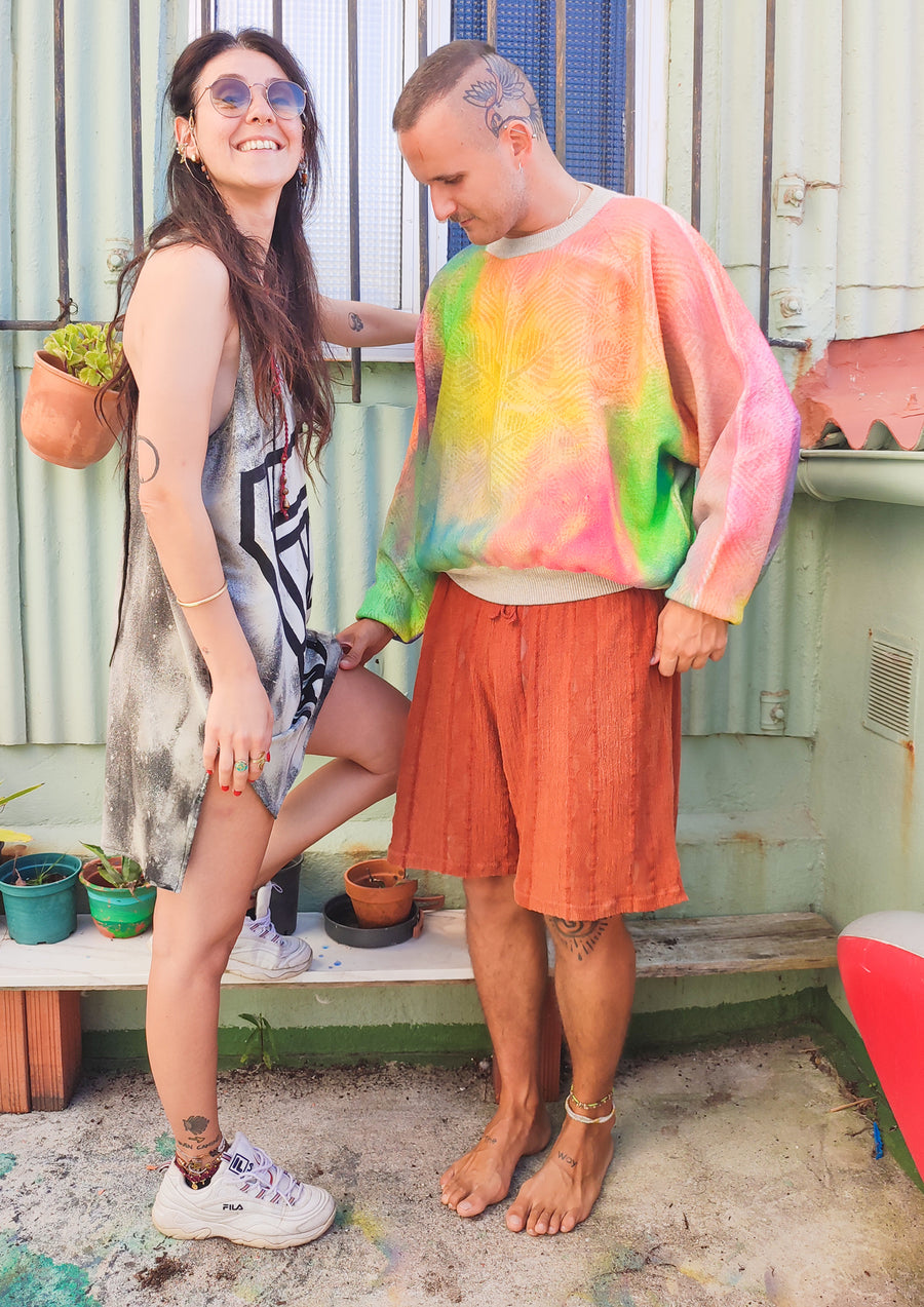 HANDPAINTED - TANK TOP/DRESS - COTTON JERSEY black painted