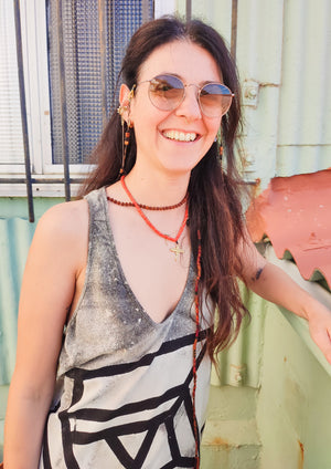 HANDPAINTED - TANK TOP/DRESS - COTTON JERSEY black painted