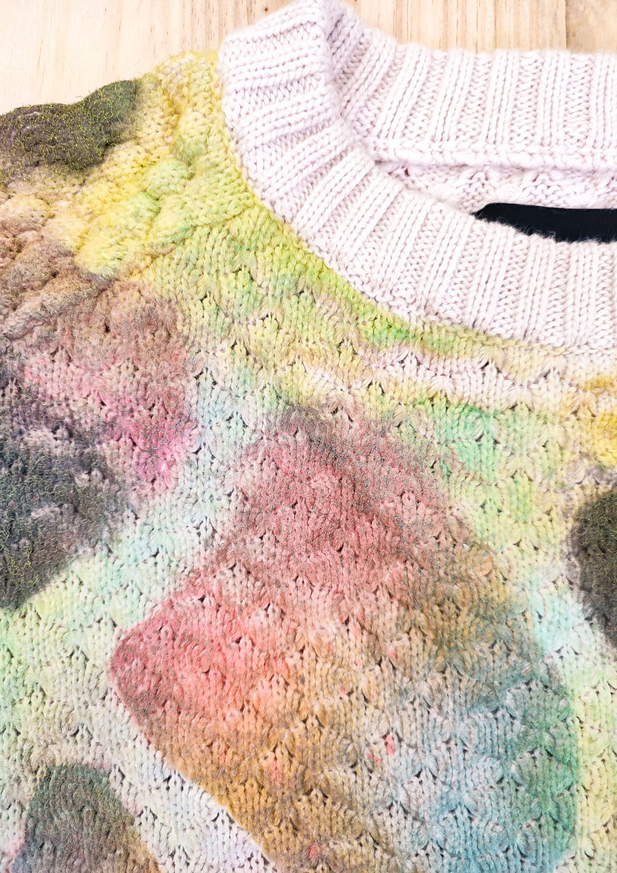HANDPAINTED - SWEATER OVERSIZE - KNIT PEARL ivory painted color