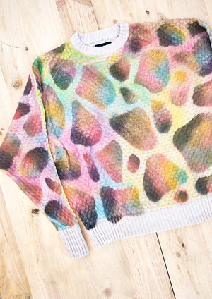 HANDPAINTED - SWEATER OVERSIZE - KNIT PEARL ivory painted color