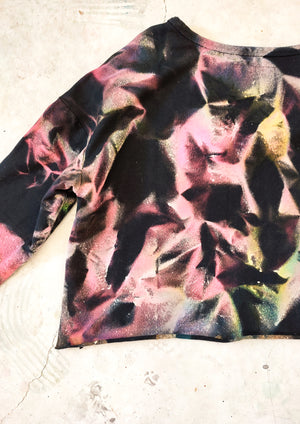 HANDPAINTED / CROPPED - SWEATER TIGHT SLEEVES - COTTON JERSEY black painted