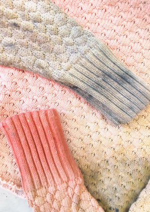 HANDPAINTED / CROPPED - SWEATER OVERSIZE - KNIT PEARL ivory painted color