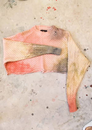 HANDPAINTED / CROPPED - SWEATER OVERSIZE - KNIT PEARL ivory painted color