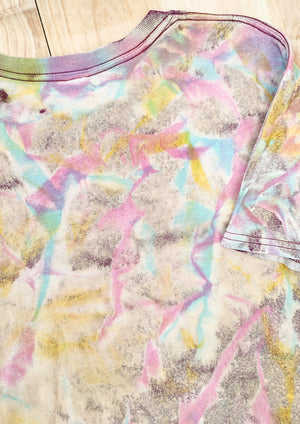 HANDPAINTED - T-SHIRT M - COTTON JERSEY purple painted