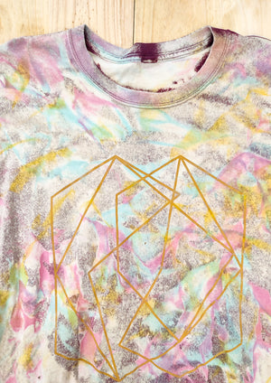 HANDPAINTED - T-SHIRT M - COTTON JERSEY purple painted