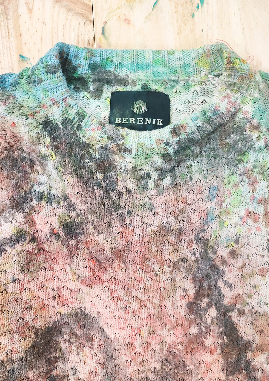 HANDPAINTED / CROPPED - SWEATER OVERSIZE - KNIT PEARL ivory painted color