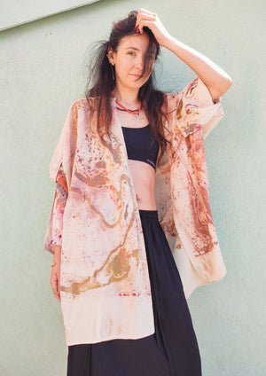 HANDPAINTED - BLOUSE/DRESS/CARDIGAN - creme painted