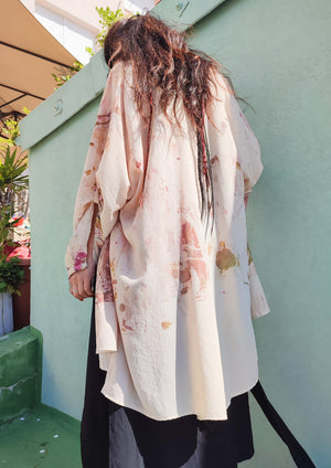 HANDPAINTED - BLOUSE/DRESS/CARDIGAN - creme painted