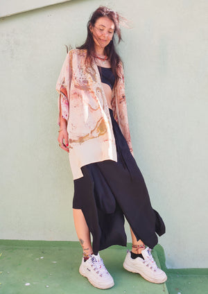 HANDPAINTED - BLOUSE/DRESS/CARDIGAN - creme painted