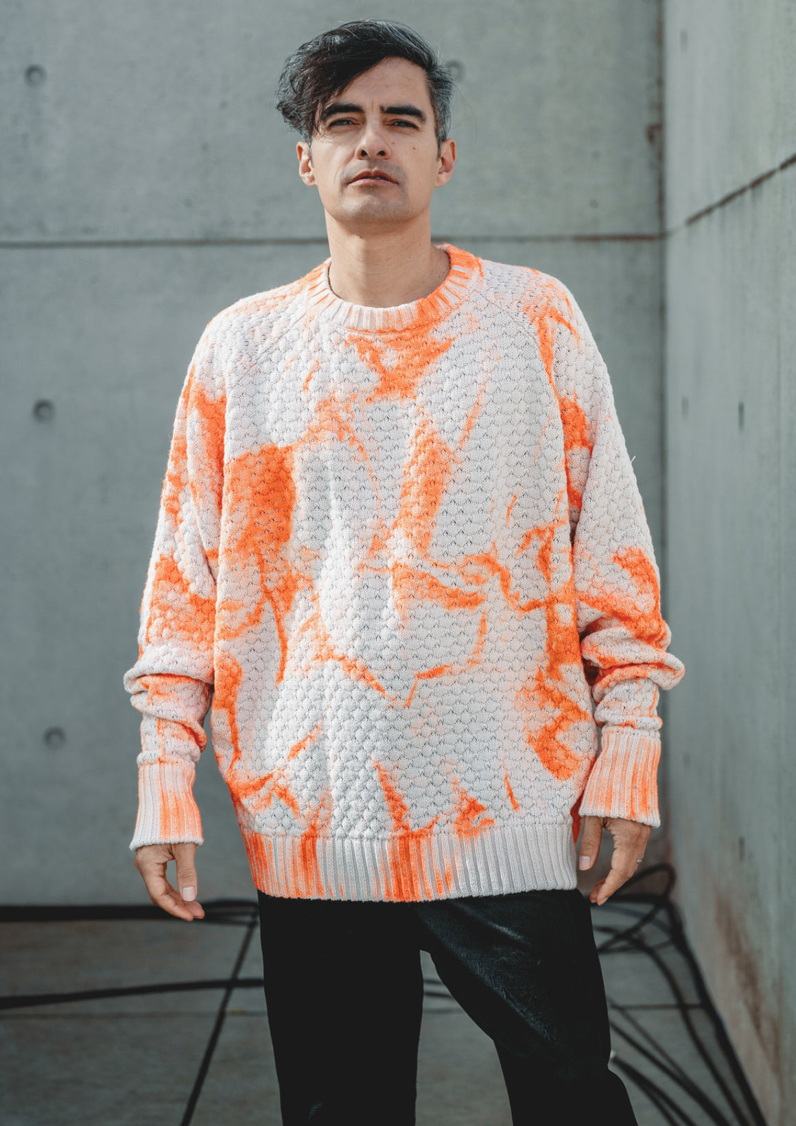 HANDPAINTED - SWEATER OVERSIZE - KNIT PEARL ivory painted