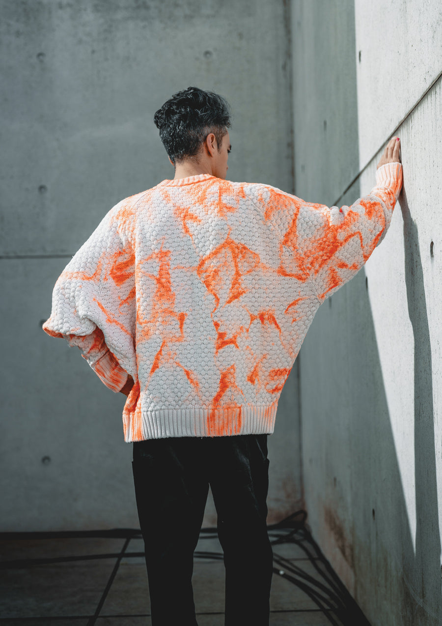 HANDPAINTED - SWEATER OVERSIZE - KNIT PEARL ivory painted