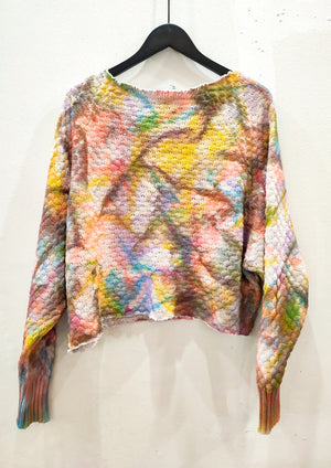 HANDPAINTED / CROPPED - SWEATER TURTLENECK - KNIT PEARL beige painted