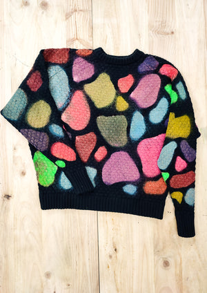 HANDPAINTED - SWEATER OVERSIZE - KNIT PEARL black painted