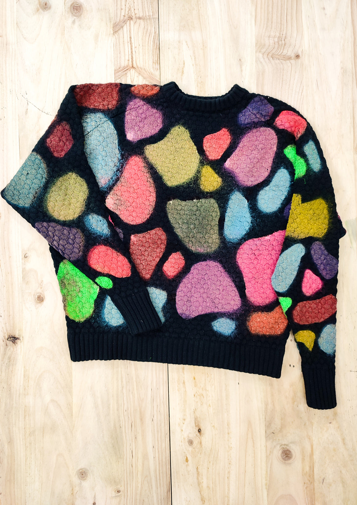 HANDPAINTED - SWEATER OVERSIZE - KNIT PEARL black painted