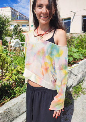 HANDPAINTED - SWEATER - MESH creme painted