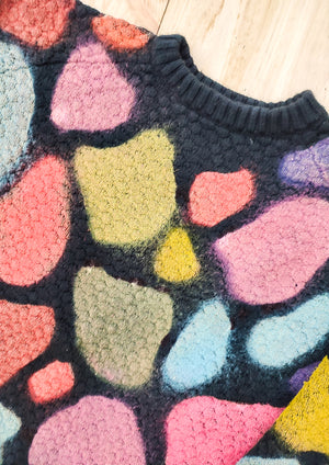 HANDPAINTED - SWEATER OVERSIZE - KNIT PEARL black painted