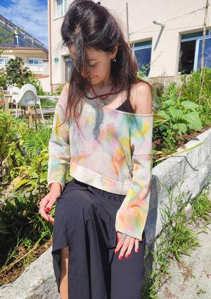 HANDPAINTED - SWEATER - MESH creme painted