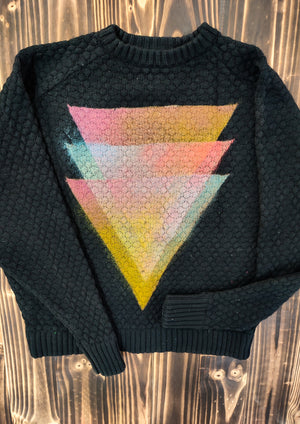 HANDPAINTED - SWEATER OVERSIZE - KNIT PEARL black painted
