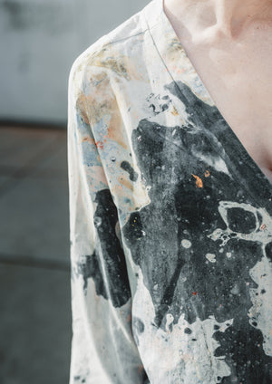 HANDPAINTED - SHIRT/DRESS - creme painted