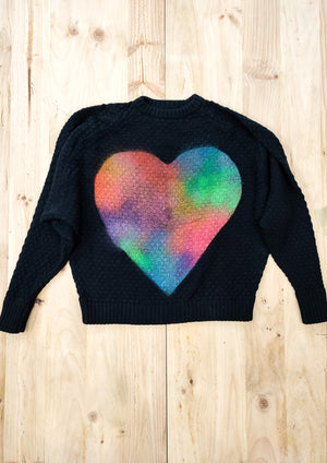 HANDPAINTED - SWEATER OVERSIZE - KNIT PEARL black painted