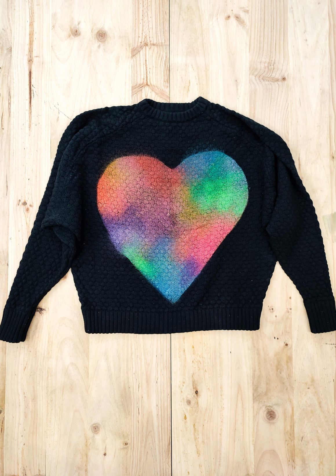 HANDPAINTED - SWEATER OVERSIZE - KNIT PEARL black painted