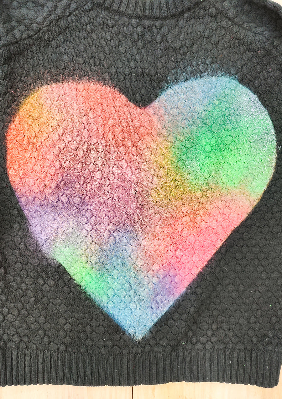 HANDPAINTED - SWEATER OVERSIZE - KNIT PEARL black painted