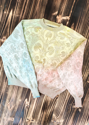 HANDPAINTED - SWEATER OVERSIZED - KNIT PEACOCK beige painted