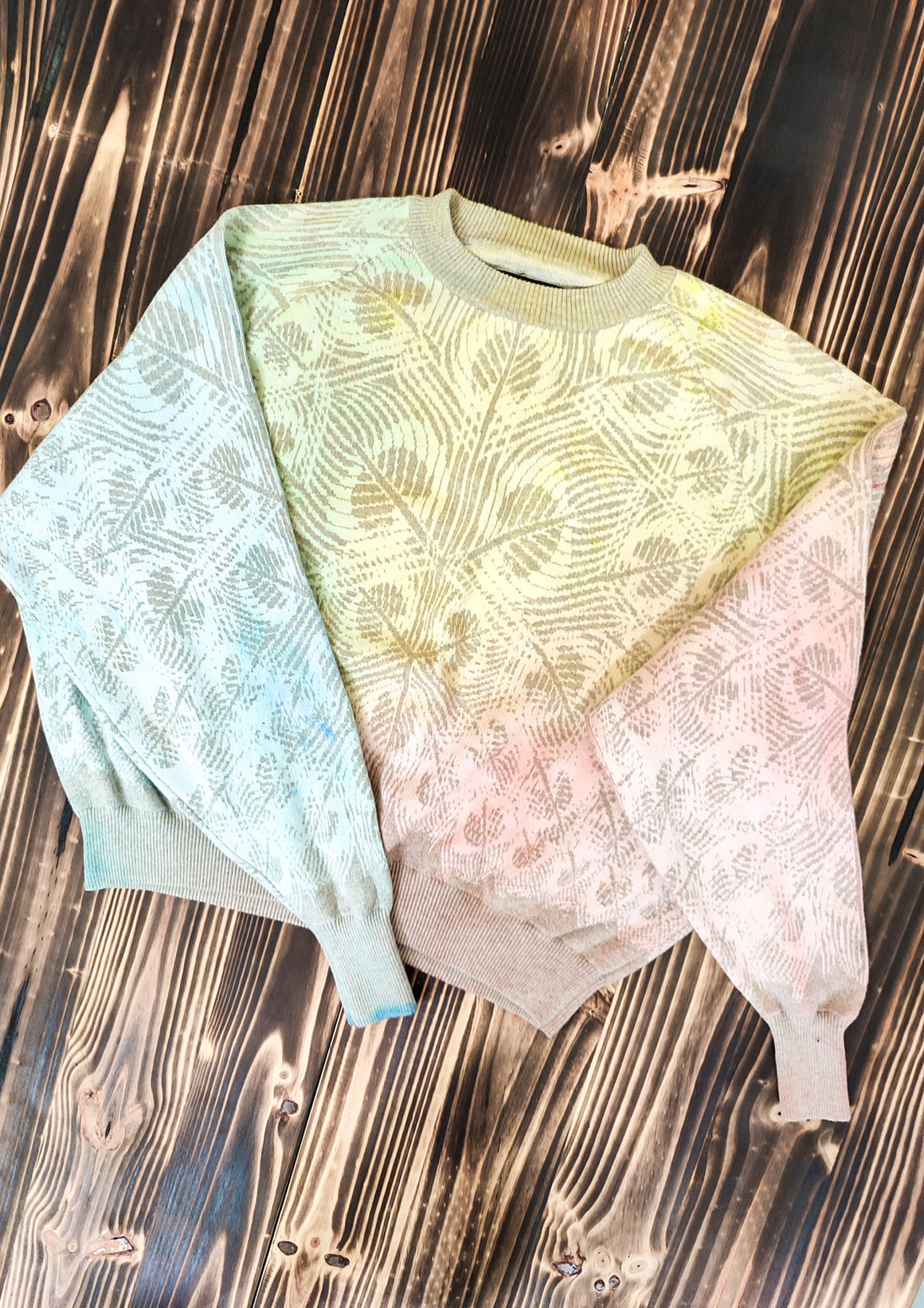 HANDPAINTED - SWEATER OVERSIZED - KNIT PEACOCK beige painted