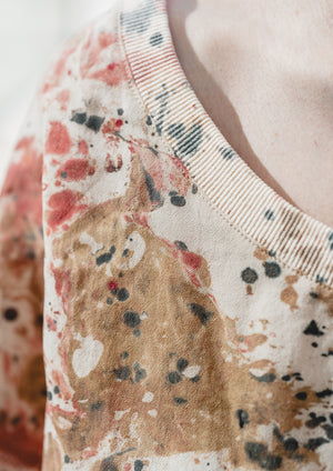 HANDPAINTED - T-SHIRT FEMALE creme mesh painted