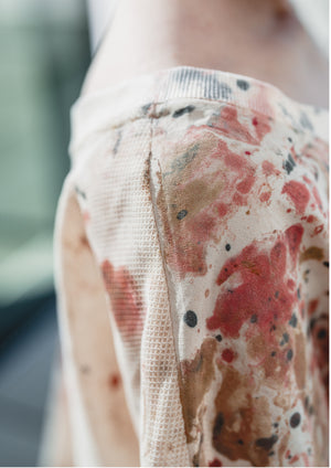 HANDPAINTED - T-SHIRT FEMALE creme mesh painted