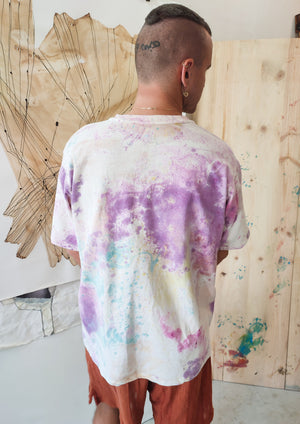 HANDPAINTED - T-SHIRT L - COTTON JERSEY creme painted