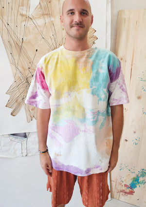 HANDPAINTED - T-SHIRT L - COTTON JERSEY creme painted