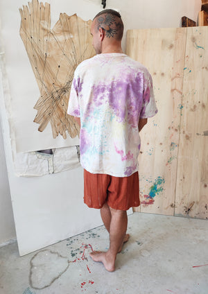 HANDPAINTED - T-SHIRT L - COTTON JERSEY creme painted