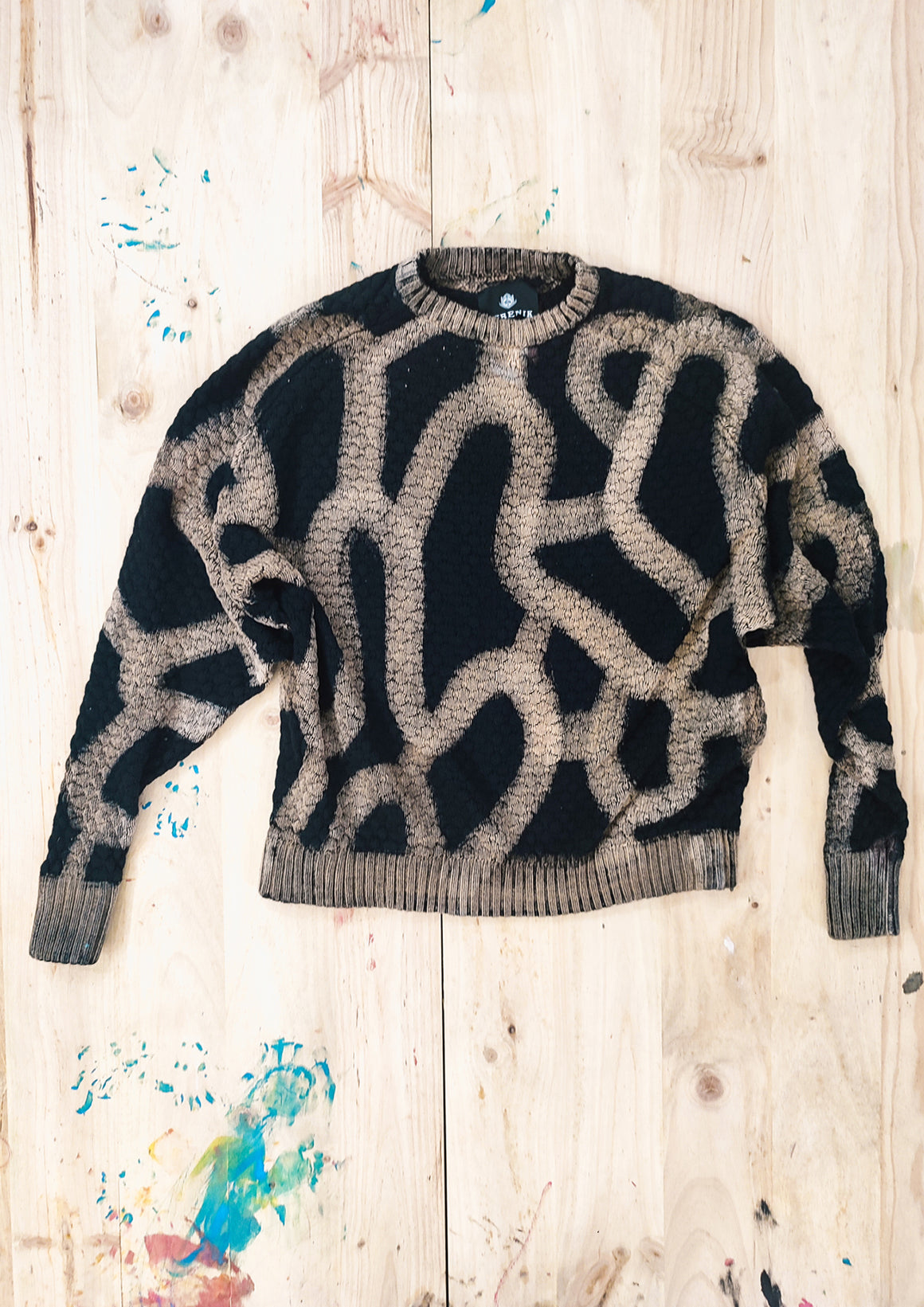 HANDPAINTED - SWEATER OVERSIZE - KNIT PEARL black painted