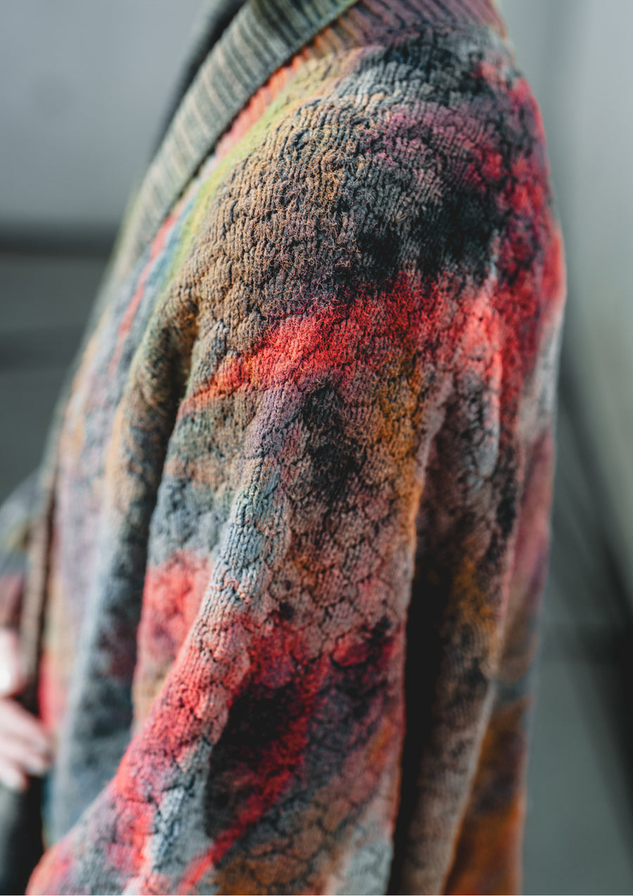 HANDPAINTED - COZY CARDIGAN - KNIT PEARL black painted