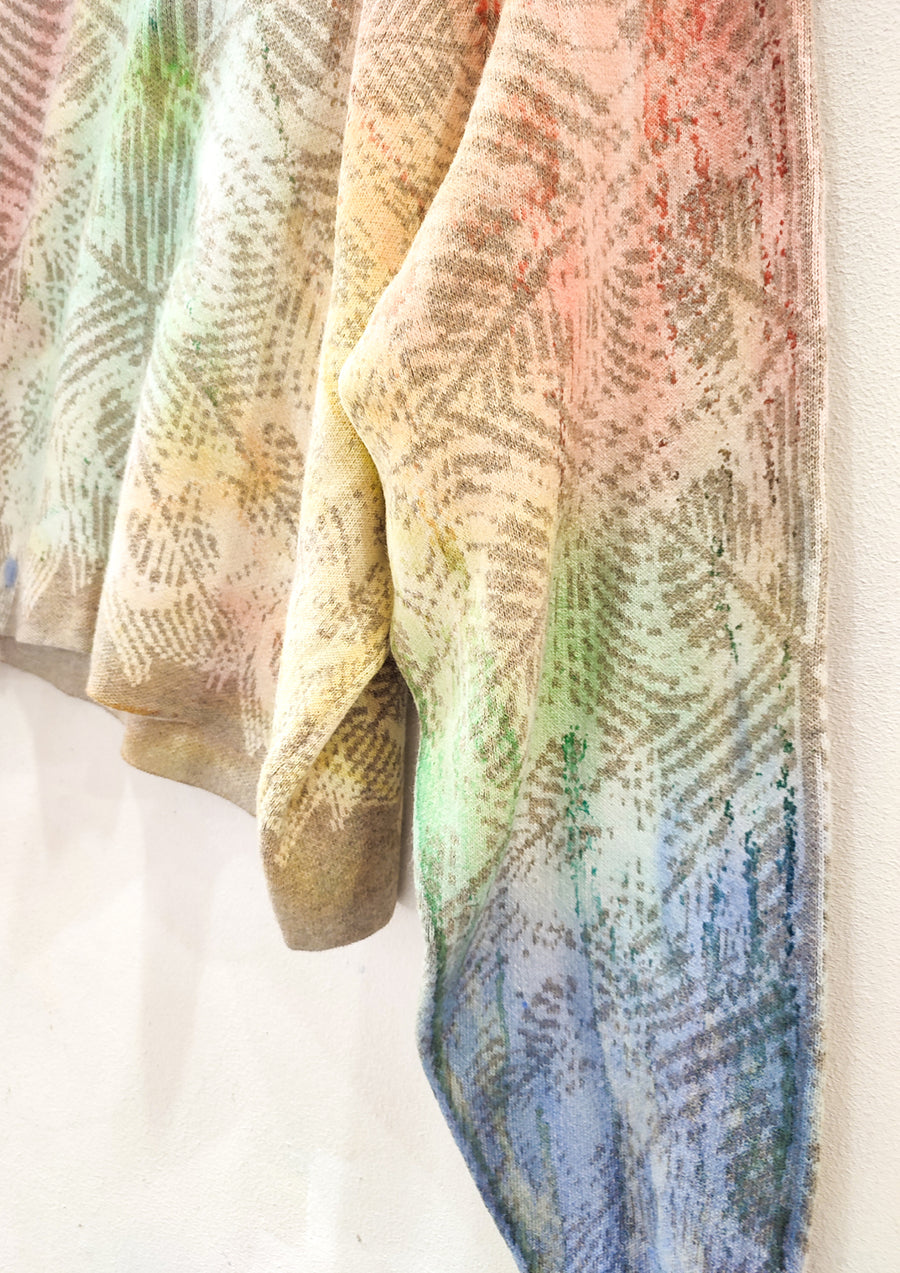 HANDPAINTED - SWEATER TURTLENECK - KNIT JACQUARD beige/white painted