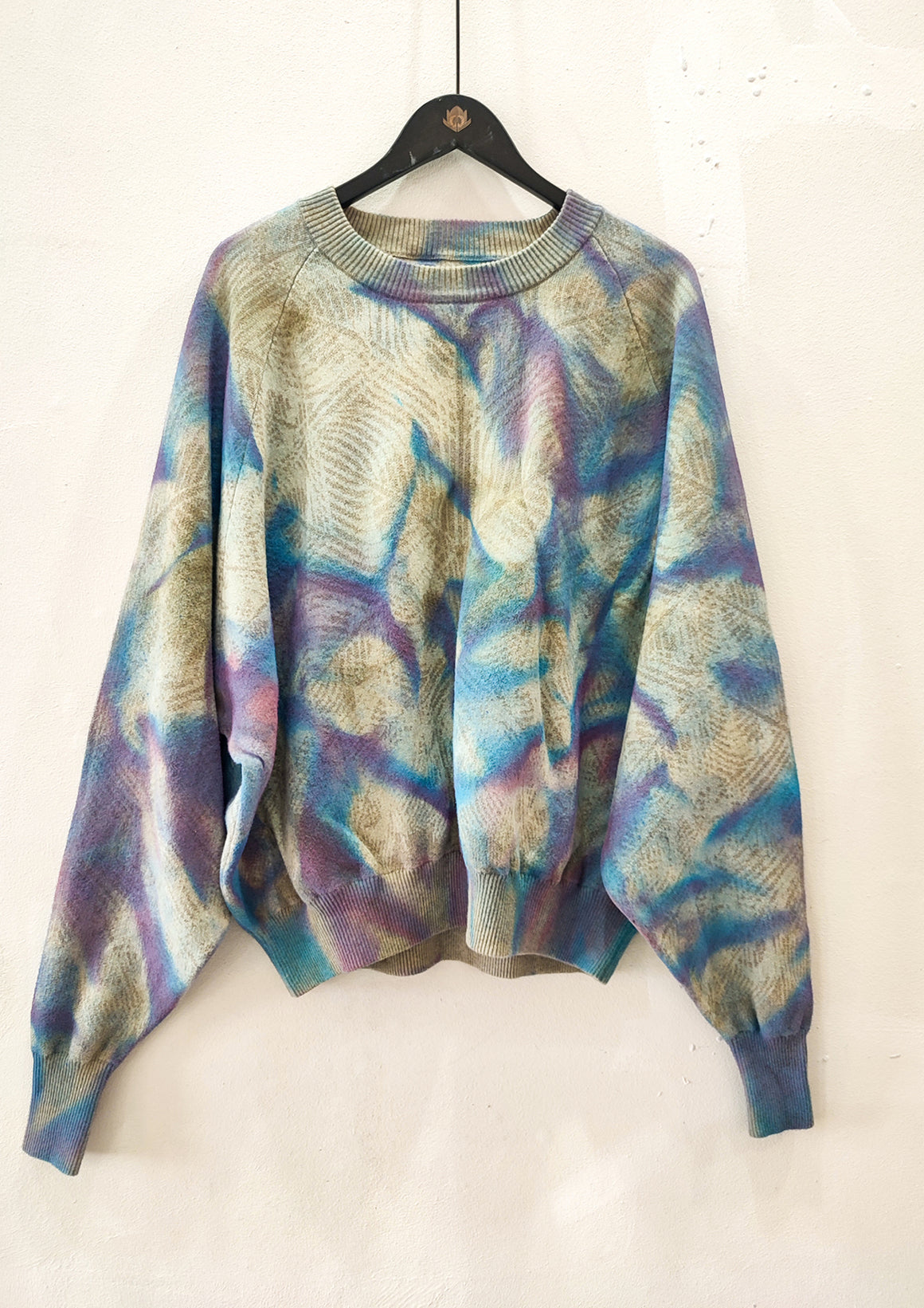 HANDPAINTED - SWEATER OVERSIZED - KNIT PEACOCK beige painted