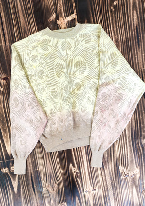 HANDPAINTED - SWEATER OVERSIZED - KNIT PEACOCK beige painted
