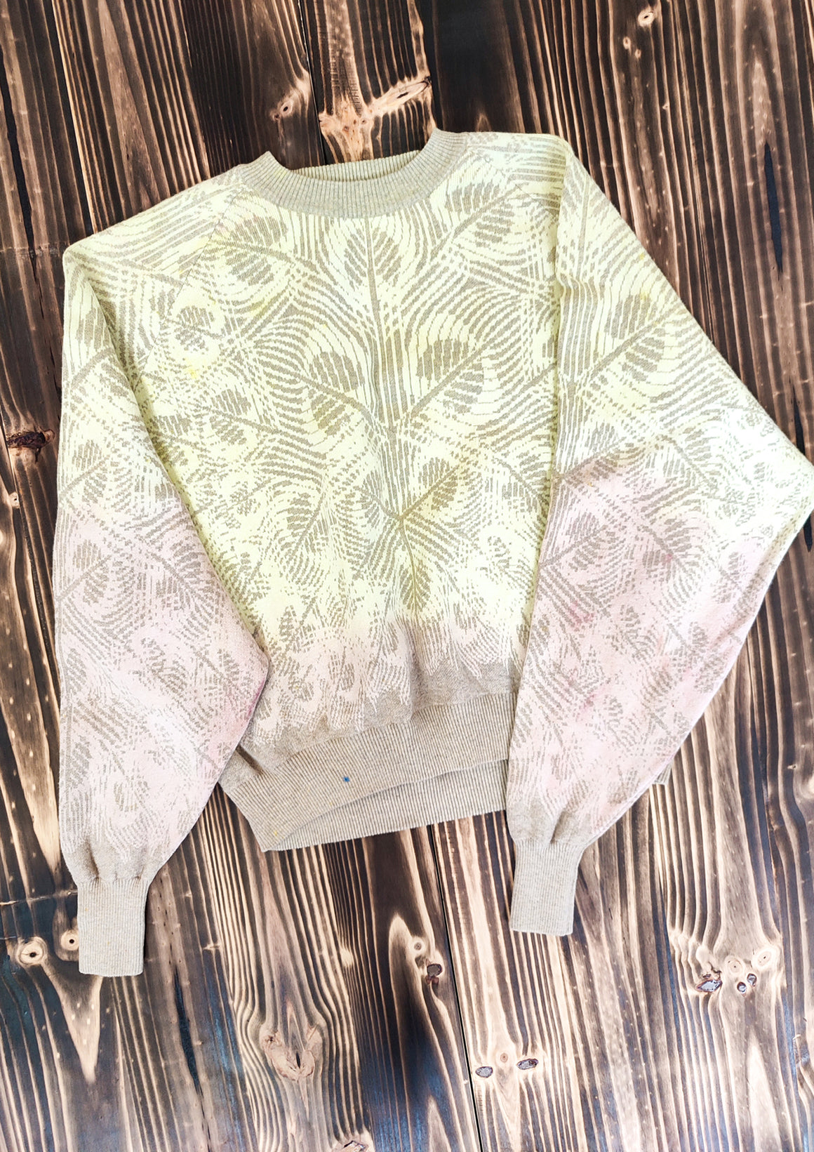 HANDPAINTED - SWEATER OVERSIZED - KNIT PEACOCK beige painted