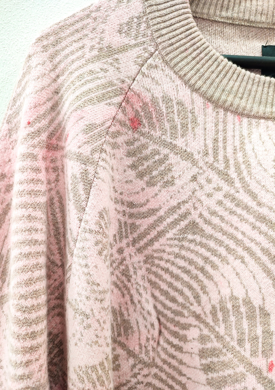 HANDPAINTED - SWEATER OVERSIZED - KNIT PEACOCK beige painted