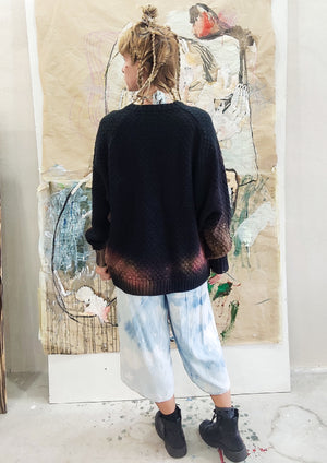 HANDPAINTED - SWEATER OVERSIZE - KNIT PEARL black painted