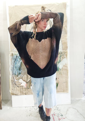 HANDPAINTED - SWEATER OVERSIZE - KNIT PEARL black painted
