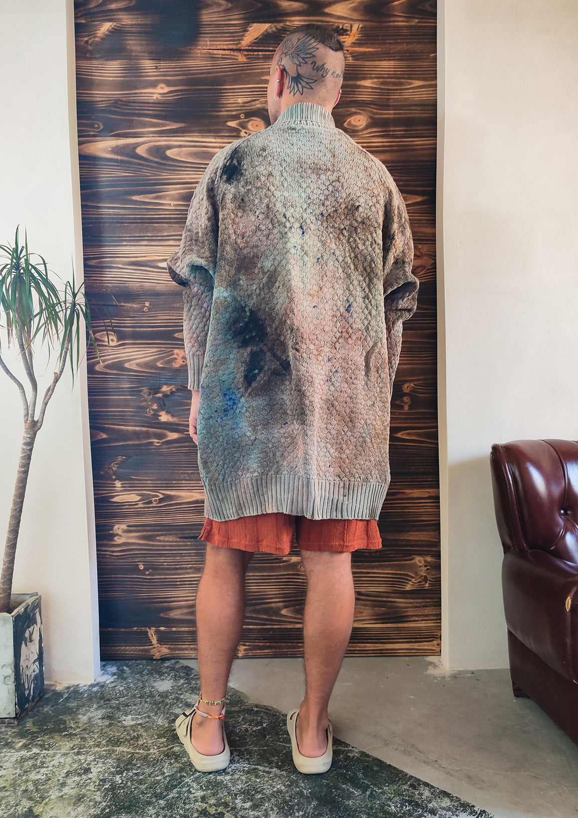 HANDPAINTED - COZY CARDIGAN - KNIT PEARL black painted