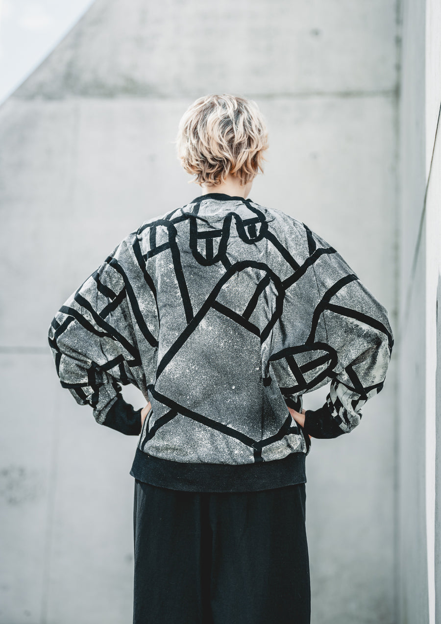 HANDPAINTED - SWEATER OVERSIZED - COTTON JERSEY black