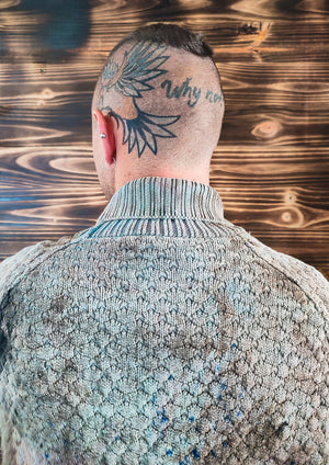 HANDPAINTED - COZY CARDIGAN - KNIT PEARL black painted