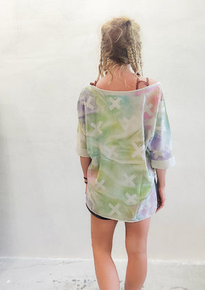 HANDPAINTED- TOP OVERSIZED creme painted