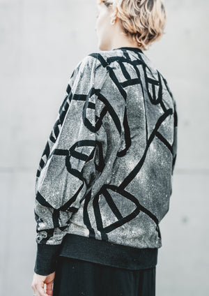 HANDPAINTED - SWEATER OVERSIZED - COTTON JERSEY black