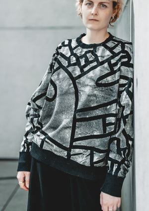 HANDPAINTED - SWEATER OVERSIZED - COTTON JERSEY black